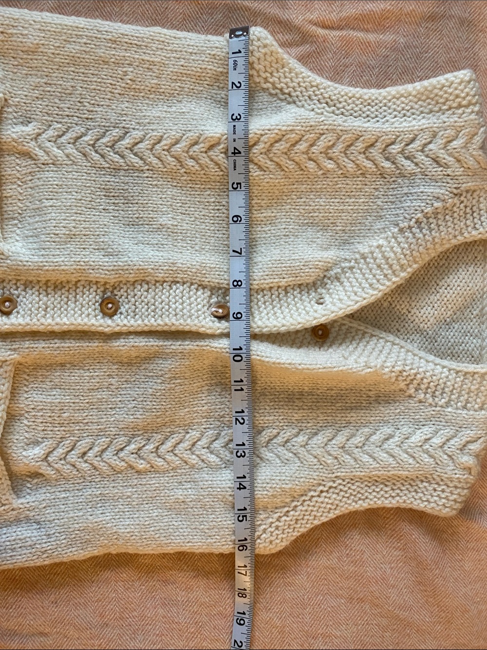 Cream Cable Knit Button Front Vest - Picture 8 of 9